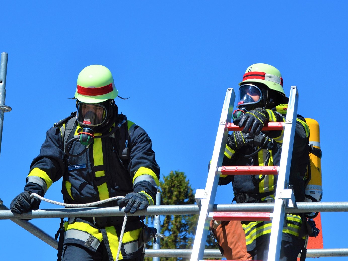 Feuerwehr Kirchheim Teck Atemschutz bei Löschangriff